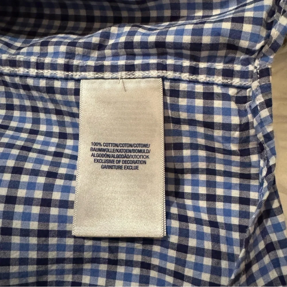 Ralph Lauren Navy Checkered Button Down‎ Shirt Boys Size Large 14/16